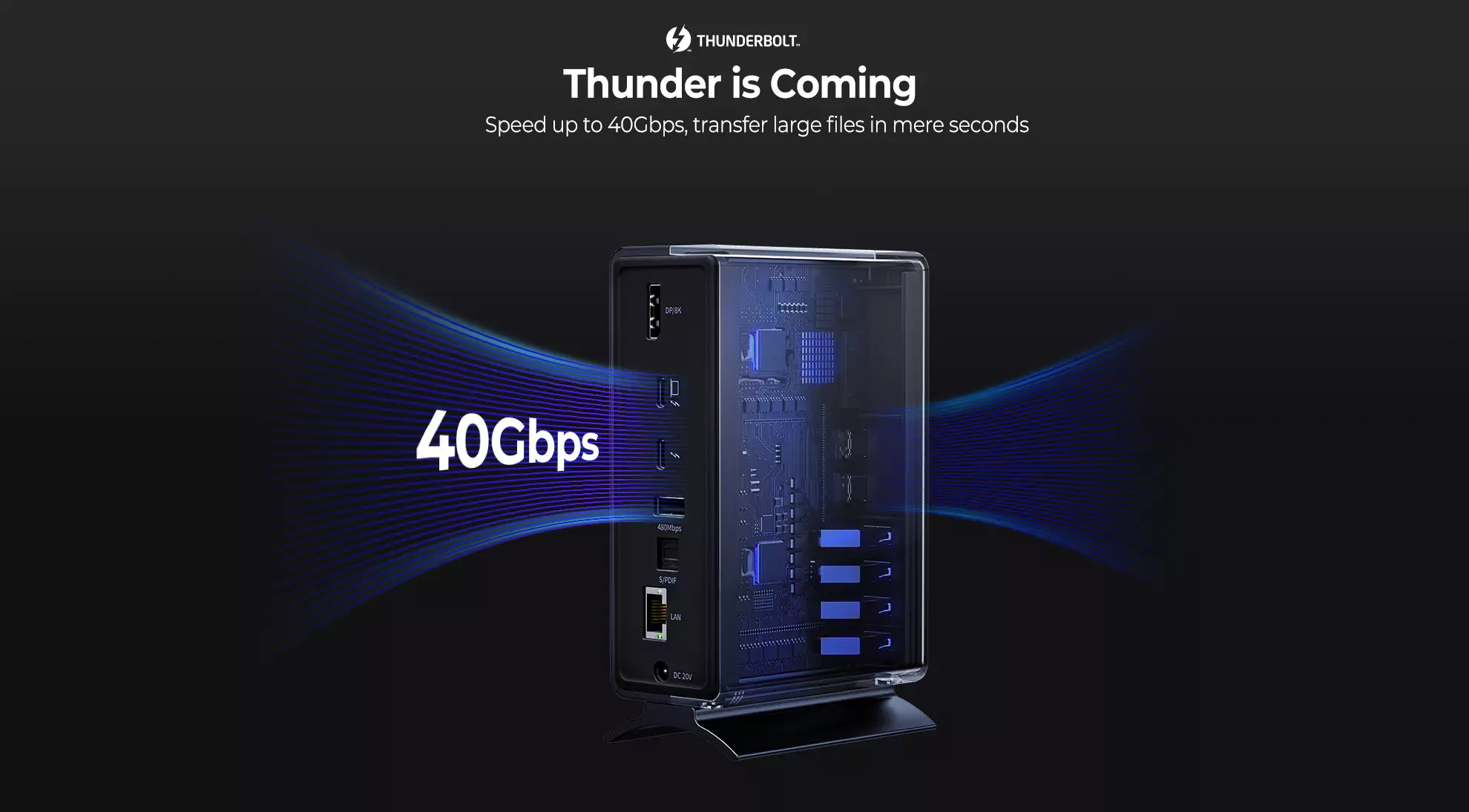 speed up to 40 Gbps, thunderbolt 3