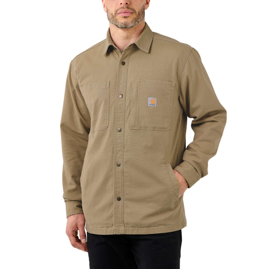 Rugged Flex® Relaxed Fit Canvas Fleece-Lined Snap-Front Camo Shirt Jac