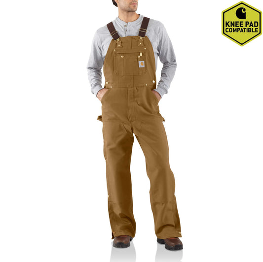 Carhartt Bibs Brown Quilt Lined Zippered Legs Overalls Size 50x34 R41 BRN