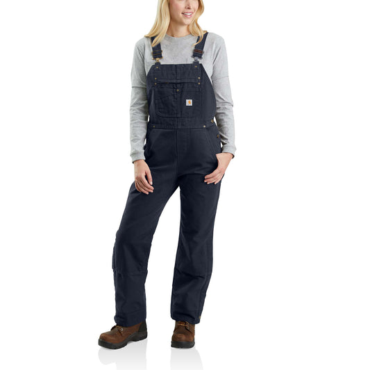Carhartt Women&s Quilt Lined Washed Duck Bib Overall, Black, Large