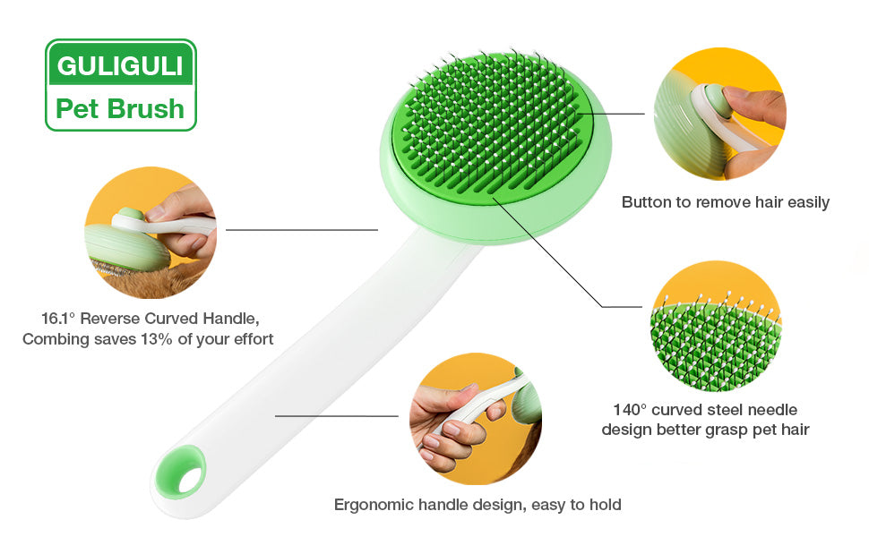 GULIGULI Pet Grooming Long Handle Brush