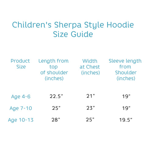 Sherpa Hoodie for Kids - Size Guide