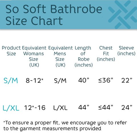 So Soft Dressing Gown Size Chart