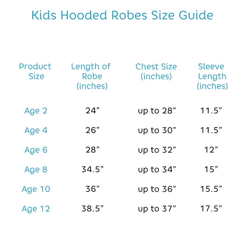 Kids Bathrobe Size Guide