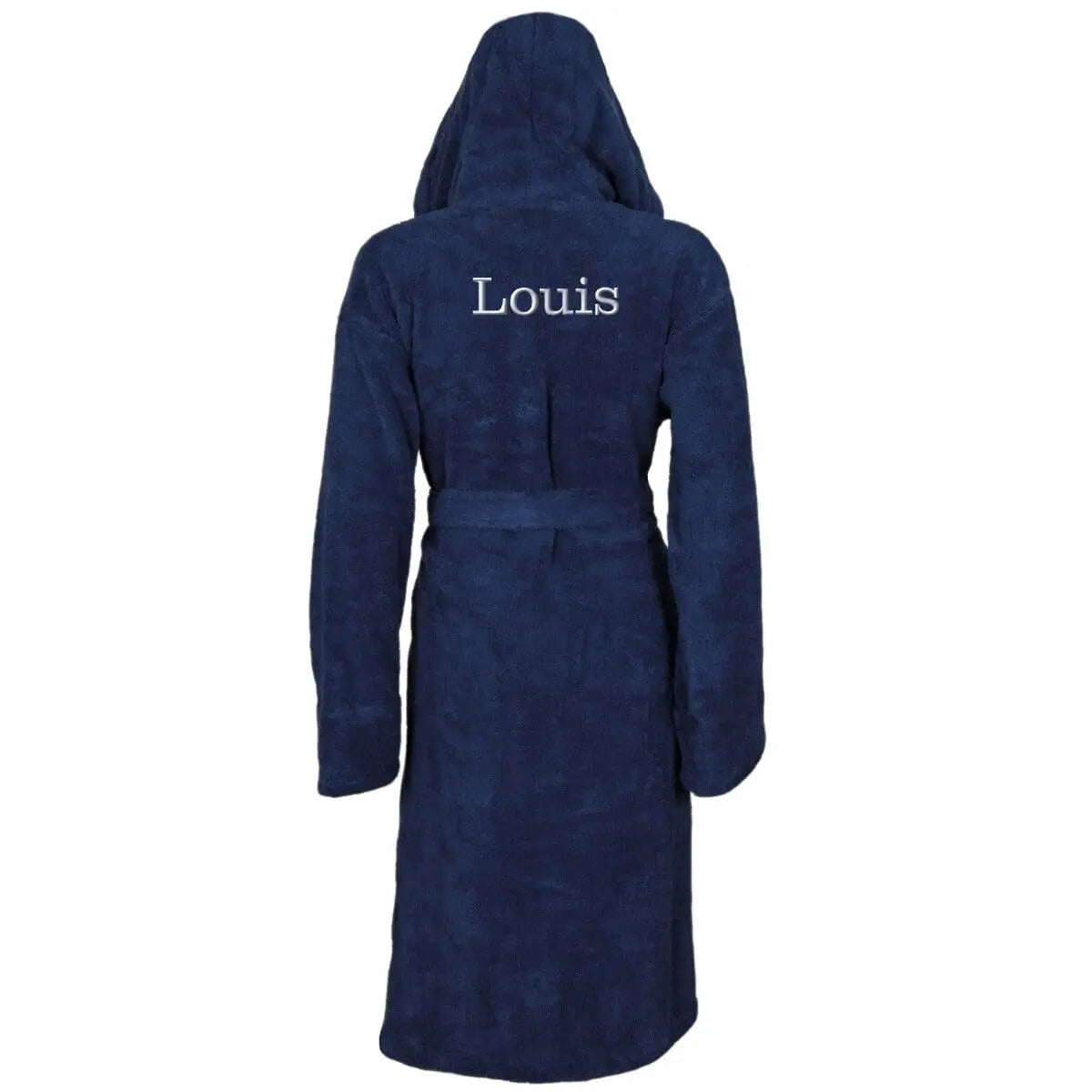 Personalised Back of Robe Egyptian Cotton Hooded Bathrobe Duncan