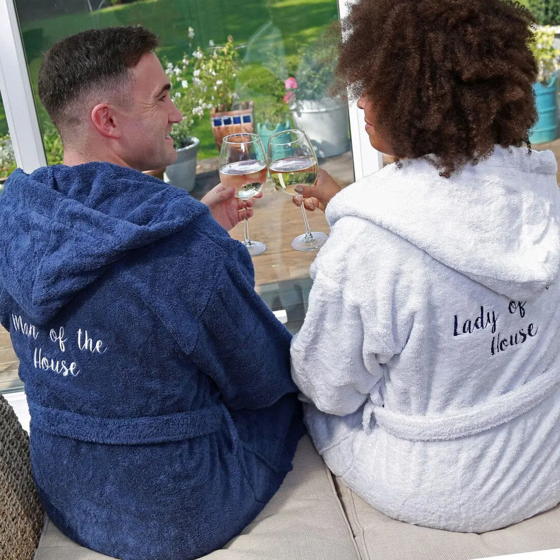 Personalised Back of Robe Egyptian Cotton Hooded Bathrobe   