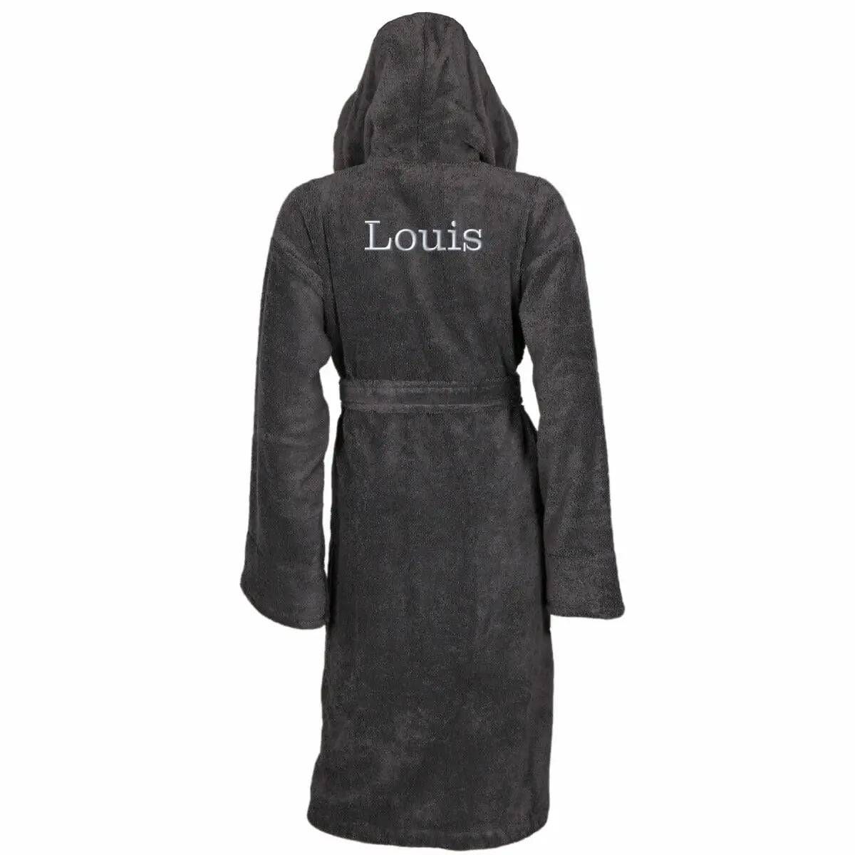 Personalised Back of Robe Egyptian Cotton Hooded Bathrobe Duncan