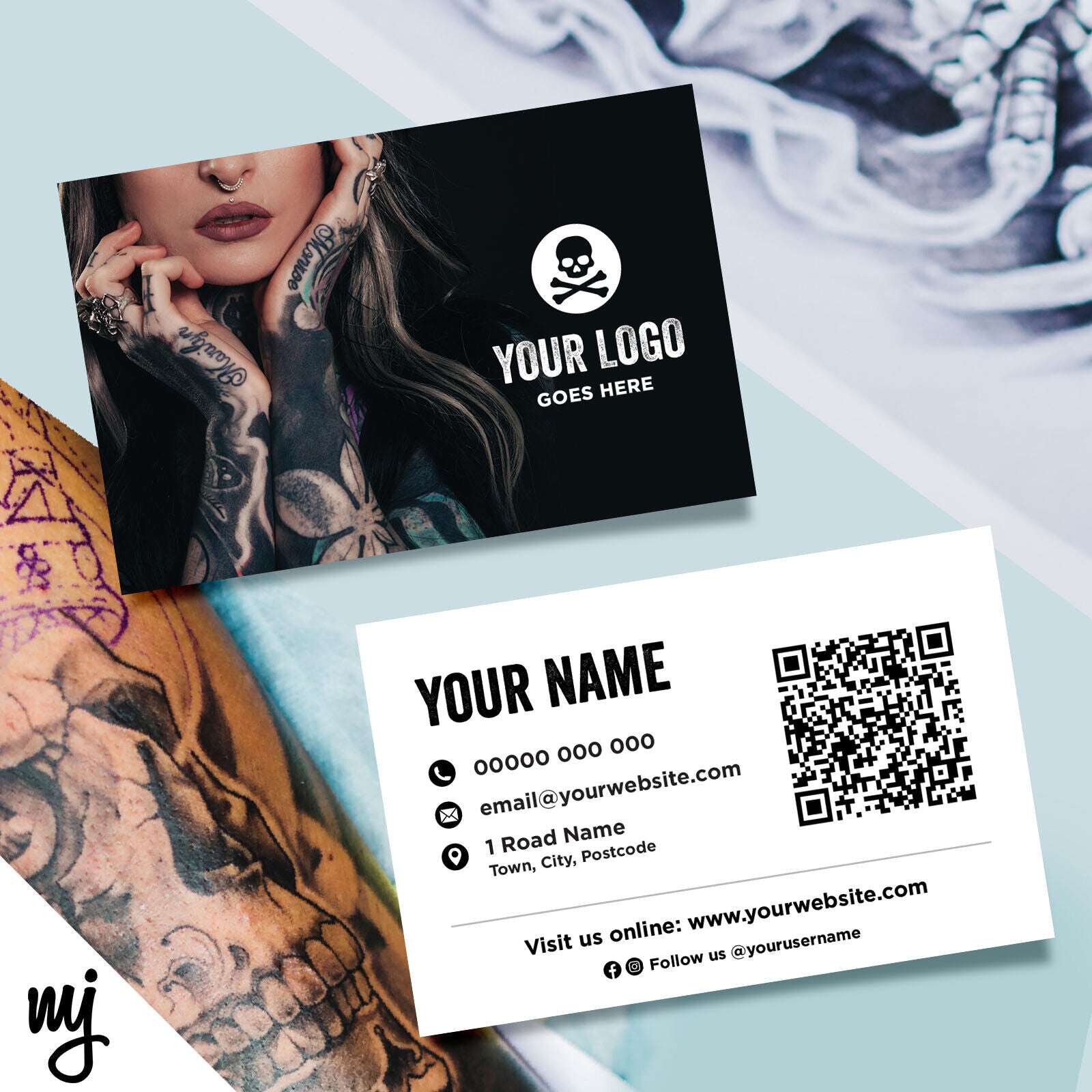 Raised Foil Business Cards for Tattoo Mayhem – Honeybold