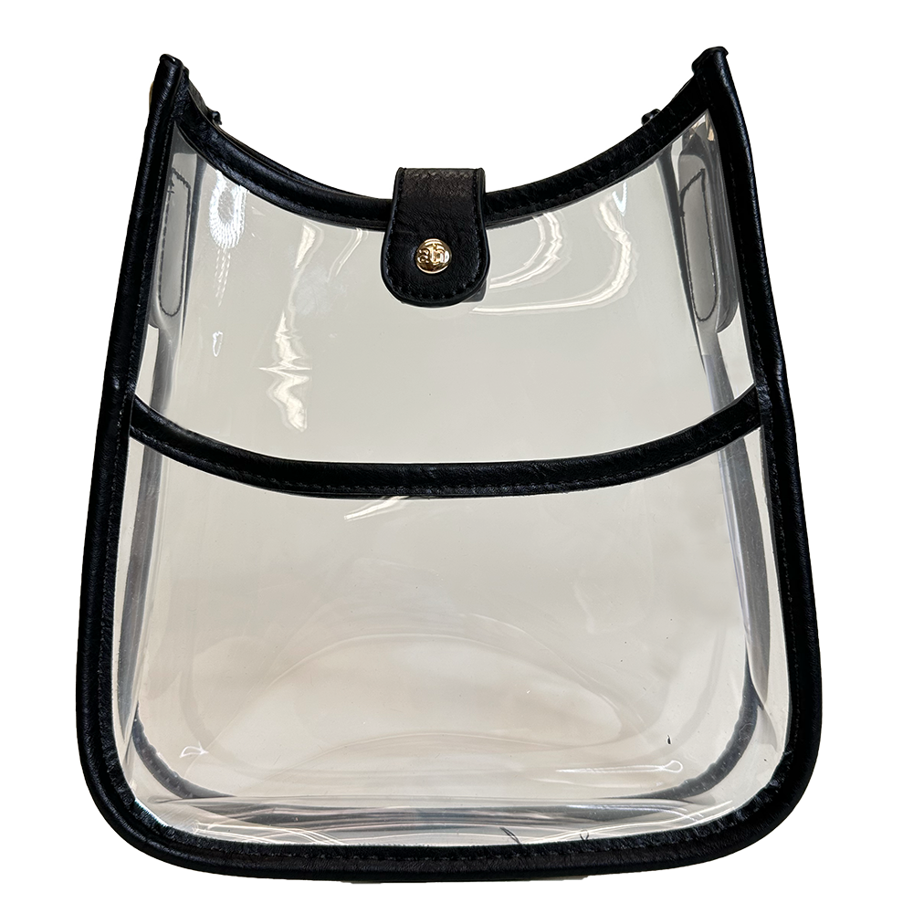 Ahdorned Gold Trim Clear Mini Messenger Stadium Bag