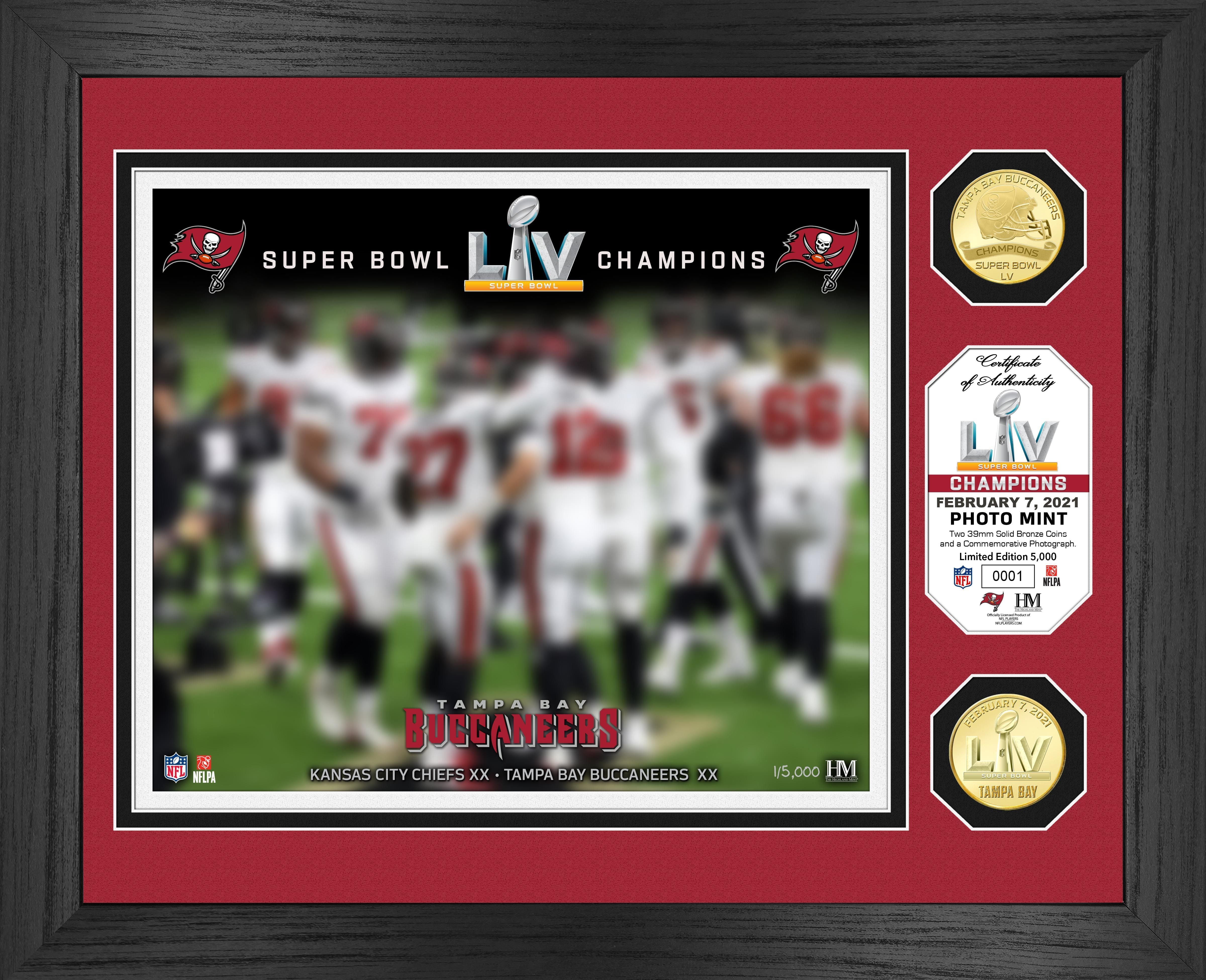 Tampa Bay Buccaneers Highland Mint Super Bowl LV Champions 13'' x 16''  Banner Bronze Coin Photo Mint