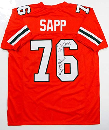 Warren Sapp Autographed Orange College Style Jersey w/Insc- JSA W