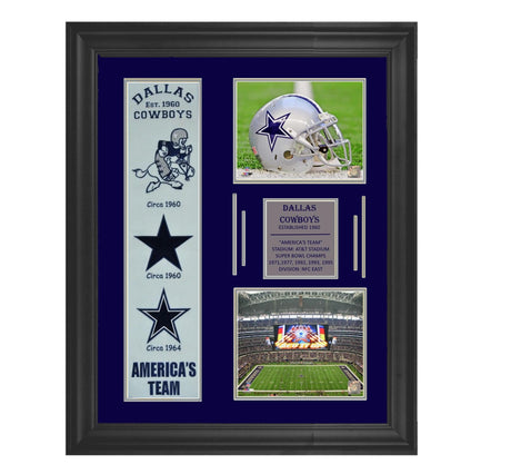 DALLAS COWBOYS 5X SUPER BOWL CHAMPIONS FRAMED WOOL BANNER WINNING