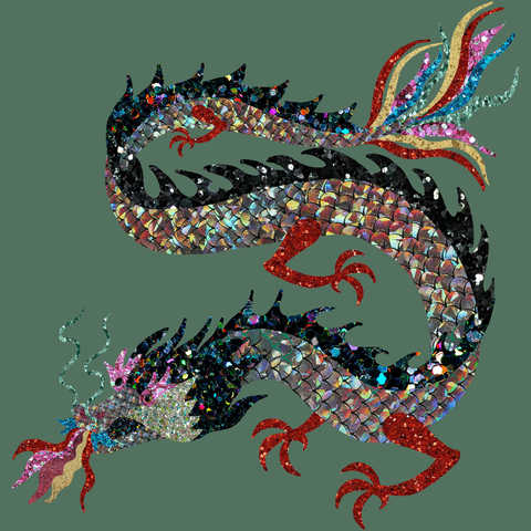 dragon design in sparkly collage