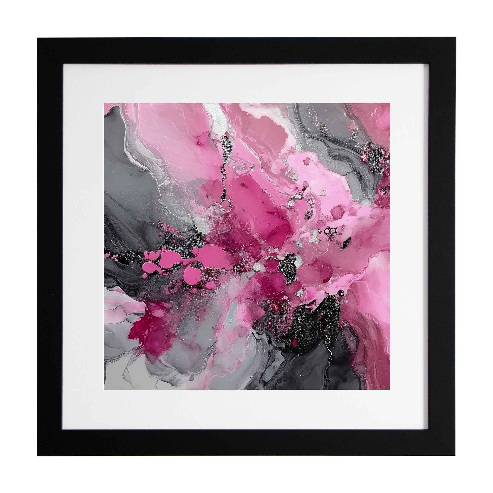 Delyth, pretty pink and grey modern art print from Ximago