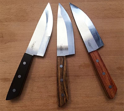 Custom Hock Chef Knives made from kits sold by Infinity Cutting Tools