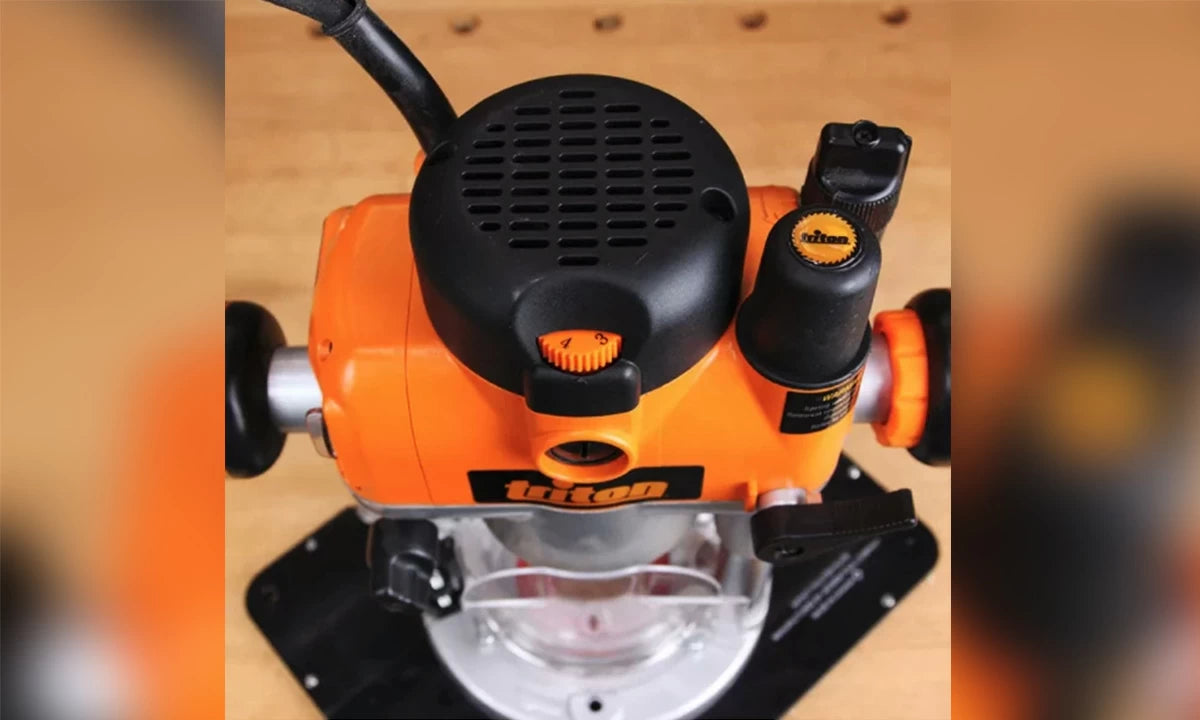 A variable speed router like the Triton 3.25hp Plunge Router (116-270) is a must for using big router bits. If your router is not variable speed you can often use a router speed controller to get your router bits spinning at the correct speed.