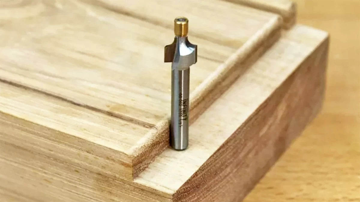 Rounding over the edge of a rabbet is easy with a brass-pilot router bit.