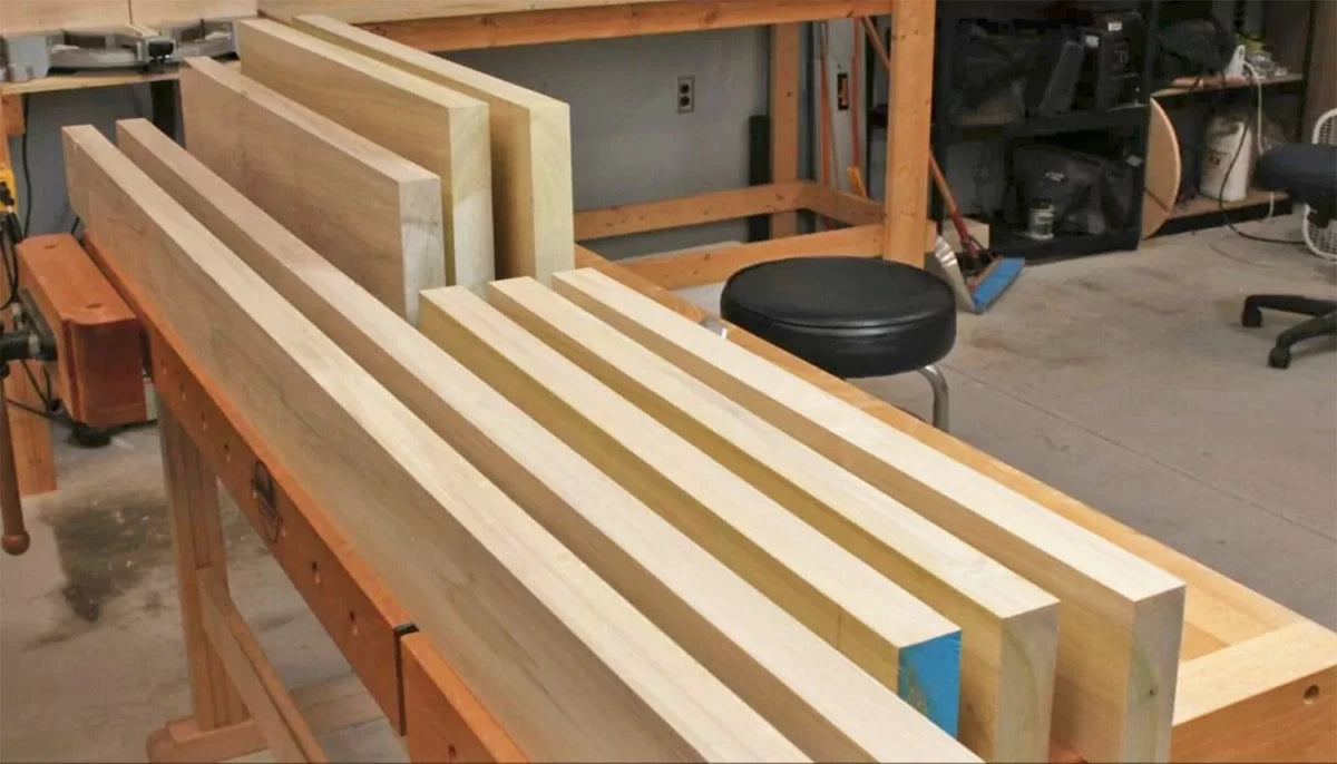 Layout each part of the door on the rough stock and cut them to rough length. Be sure to account for the extended tenons when calculating the length of the rails.