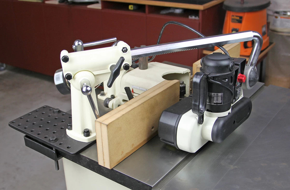 Add both safety and consistency to your shop with the Infinity Mini Power Feeder. Shown here on our shaper.