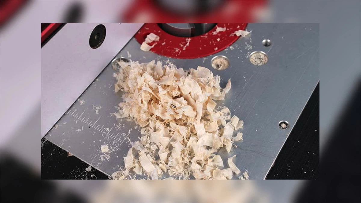 Note how the unique geometry of our new Mega Dado Planer router bit produces beautiful shavings, inferior quality bits make sawdust.