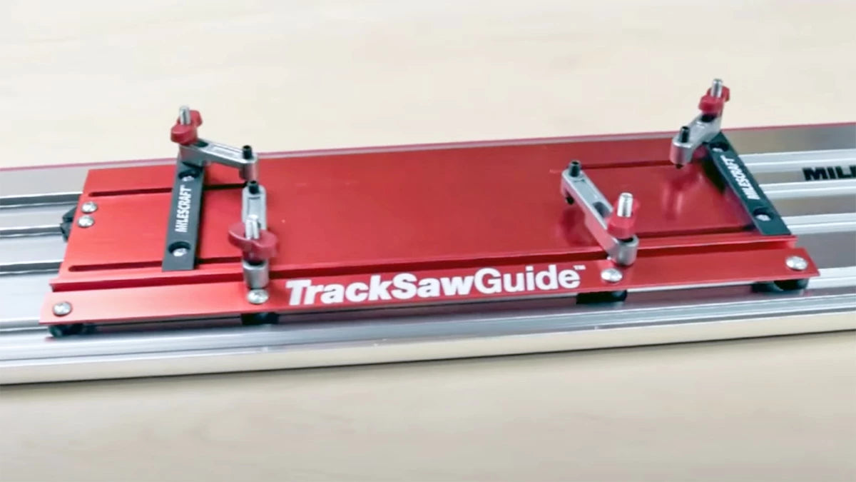 Aluminum sled with four solid hold-downs for your circular saw.
