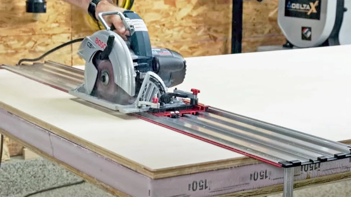 The affordable Milescraft Track Saw Guide in action!