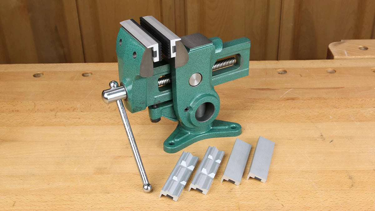 The Infinity Tools Parrot Vise (100-585) comes standard with three pairs of magnetic jaw covers, each intended to clamp different types and shapes of material.