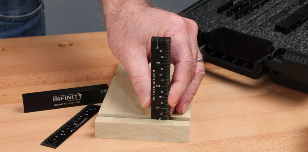 Using a setup block as a depth gauge.