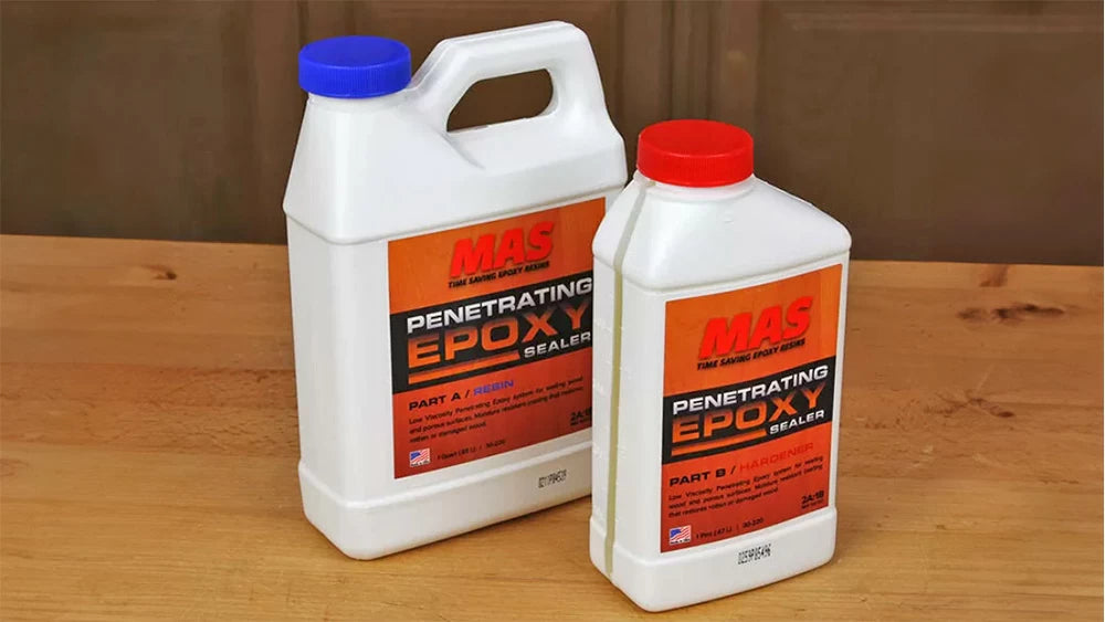 MAS Penetrating Epoxy is used to seal wood surfaces. It also stabilizes and hardened punky or rotted wood.