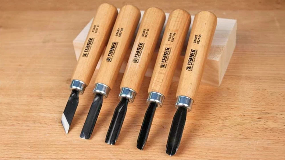 For the beginner carver, it's hard to beat the Narex 5-Pc Starter Carving Chisel Set. With five of the most commonly used profiles made from high carbon steel and assembled with comfortable beech handles, you really can't go wrong.