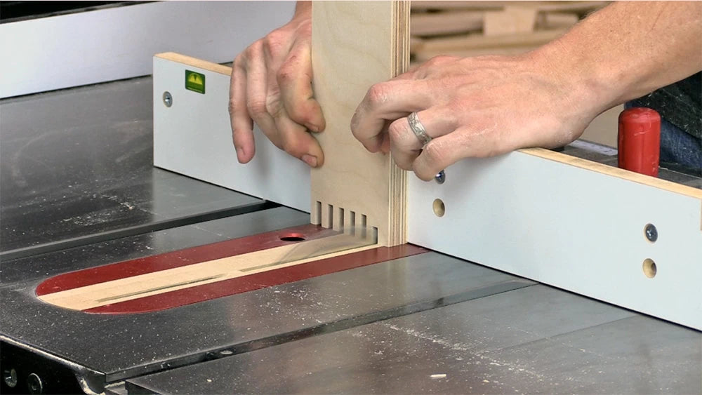 For plywood box assemblies, box joints are easy to make and super strong.