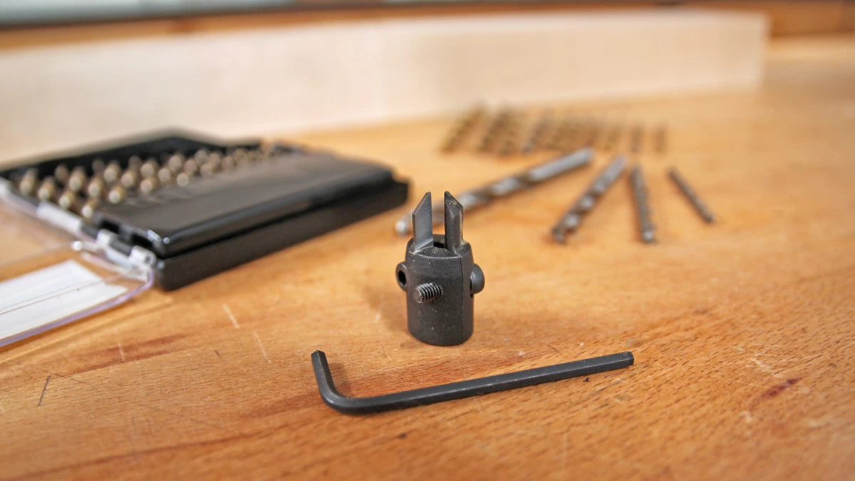 This adjustable countersink fits bits from 1/8