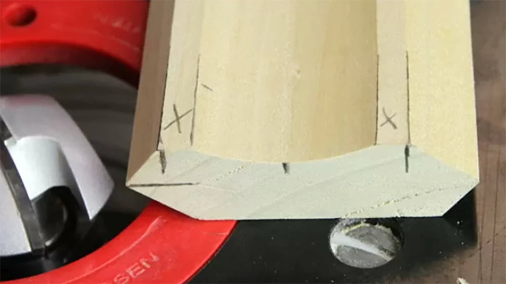 Check your progress often when making crown molding. You can make adjustments to your router table fence before raising your router bit to full height for a final pass.