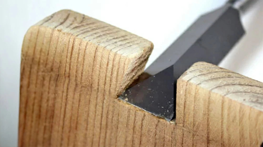 Infinity Cutting Tools Dovetail Chisels 101-809. The steep bevel angles allow the blade to fit into tight corners.