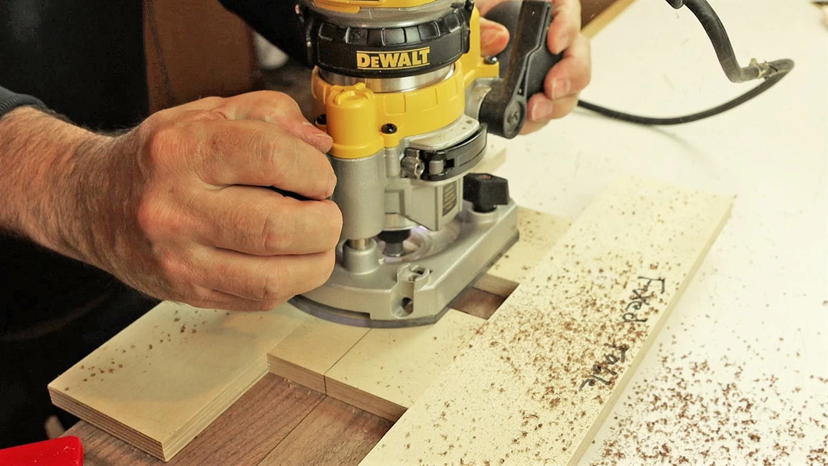 A routing template makes it easy to place the hinges correctly.