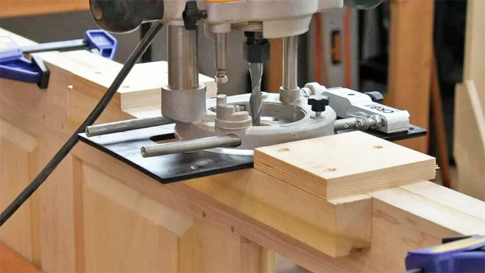 Use the CRB& router baseplate add-on for your router to make it easy to rout deep mortises.