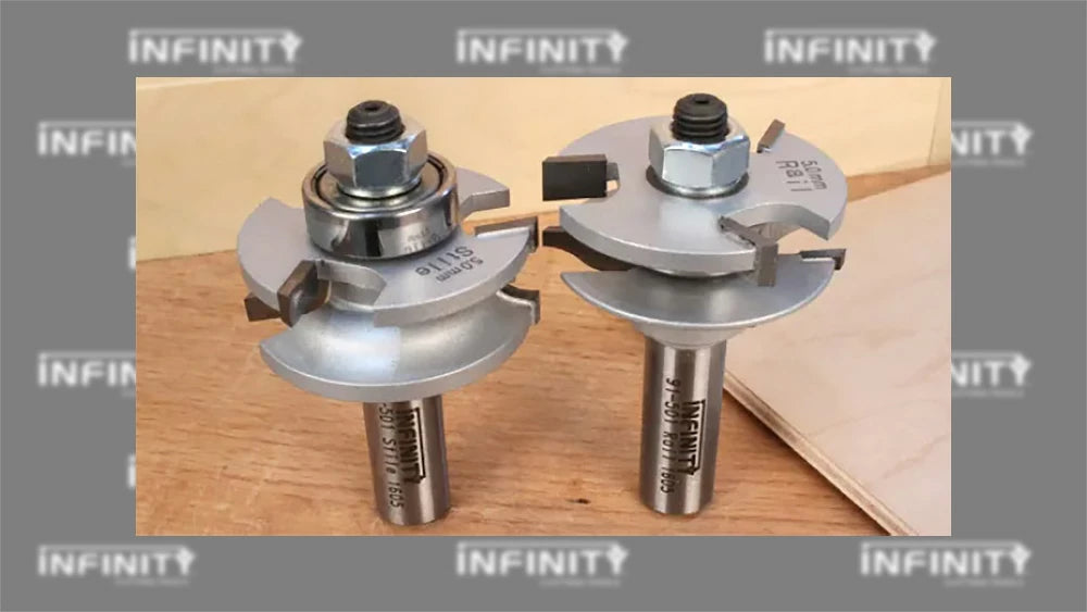 Infinity Cutting Tools Rail and Stile Router Bit Sets can be converted to create perfectly sized grooves for plywood panels using the Plywood Slot Cutter Set.