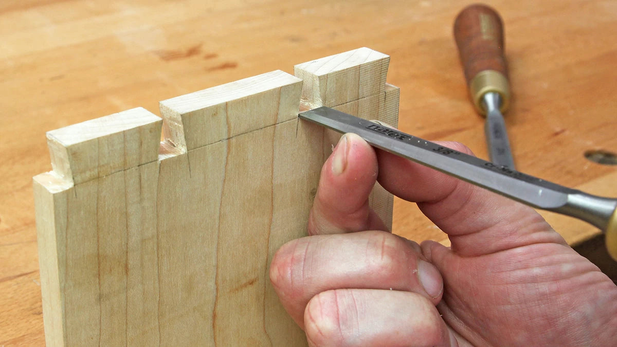 The thin side walls on the chisels make them excellent for dovetail work.