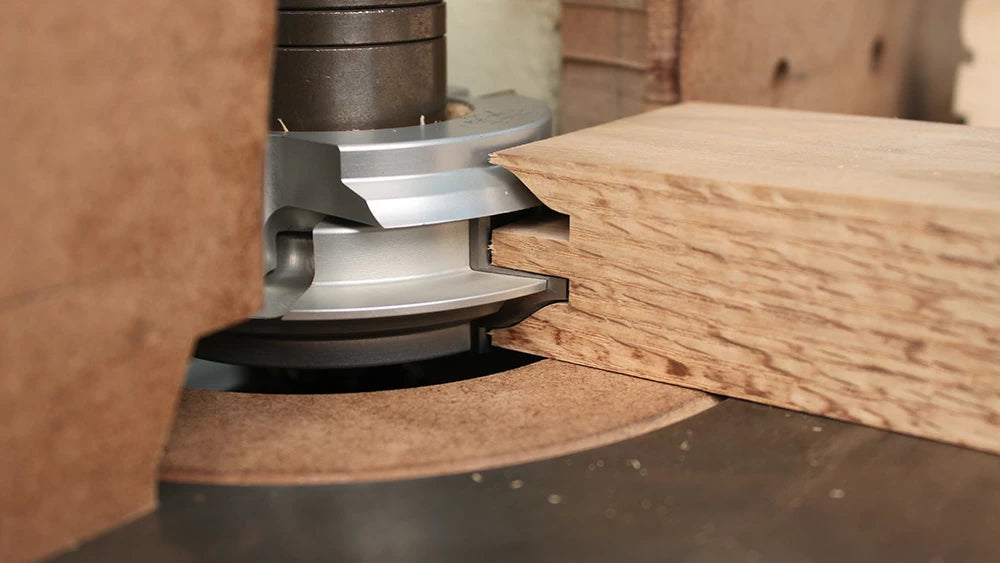 Making the cope cut is as simple as installing the correct knives, sliding the heads on the spindle and stepping up to the machine. Don't have a 1-1/4