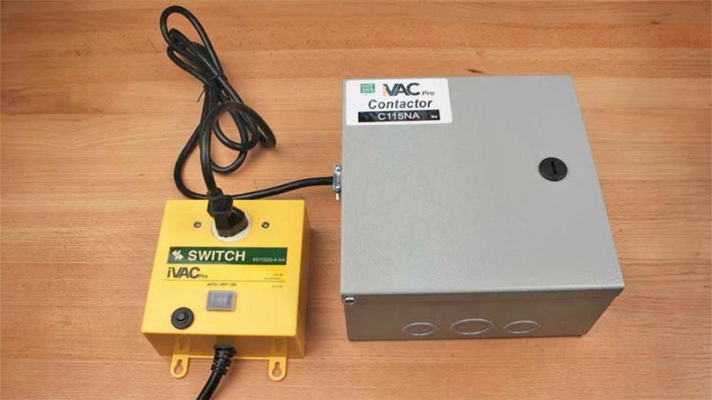 The iVac Contactor and the 115v iVac Pro Switch work together for any dust collector up to 10hp.