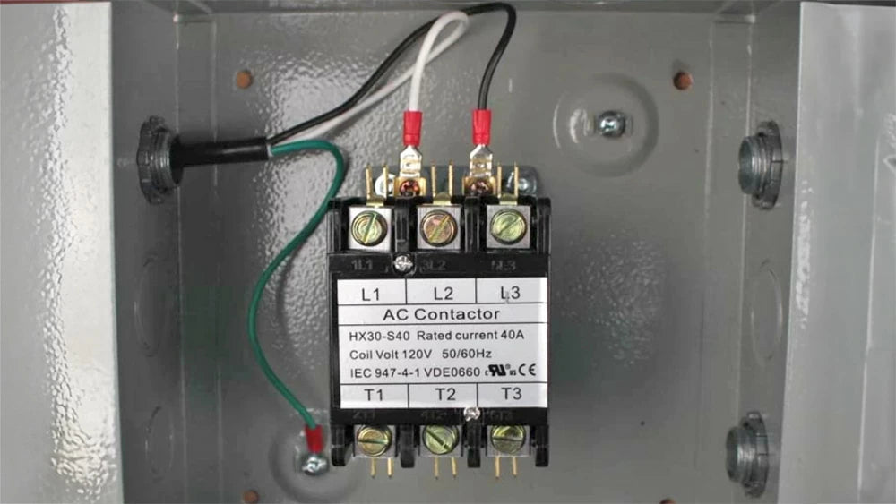 Wiring up the power cord for the iVac Contactor is as simple as connecting the ground wire and the hot and neutral leads which already have female termincal connectors installed.