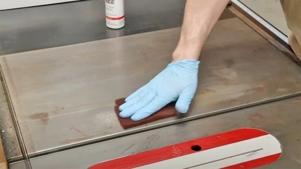 A gentle abrasive works well to work the cleaner into the damaged areas.