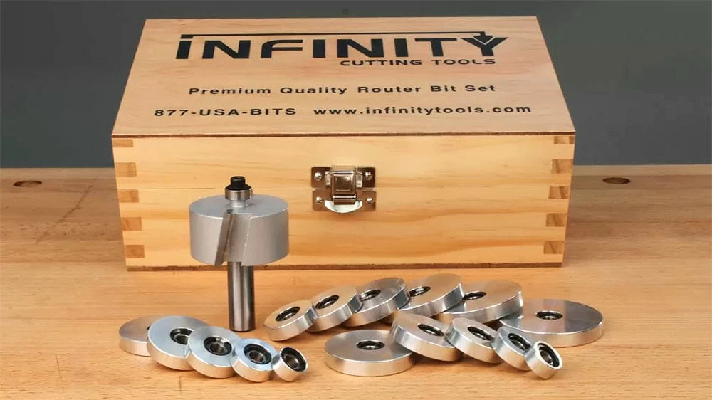 The Mega-Rabbet Router Bit and Bearing Set features a 2