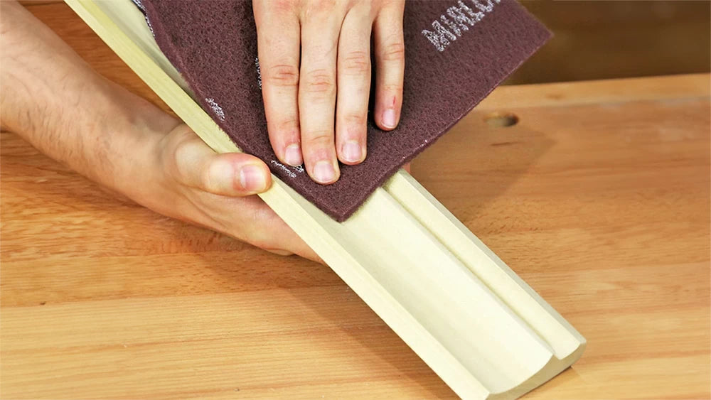 Mirka Mirlon is an ideal choice for sanding moldings. The sponge-like pad forms to the surface so you get smooth and consistent results without destroying crisp details.
