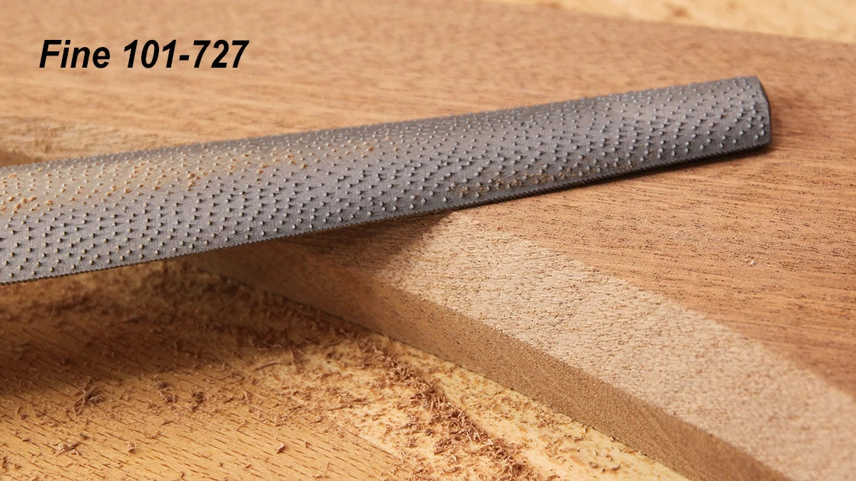 The fine rasp (101-727) leaves an exceptionally smooth surface and is a must if you work with hardwood like white oak or dense exotics.