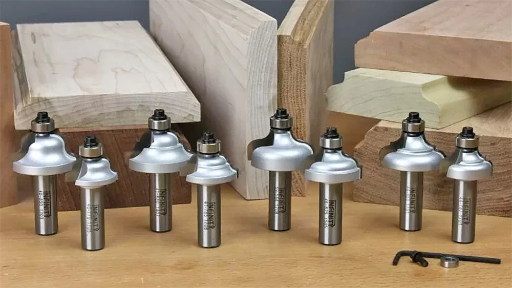 The 8-pc. Master Ogee Router Bit Set creates a wide variety of eye-catching profiles.