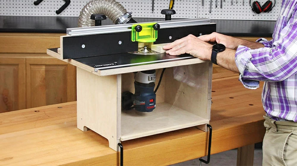 The Portable Router Table System, item PRTS-100 gives you all the features of a full-sized router table in a compact and portable unit, perfect for the small workshop or on the job site.