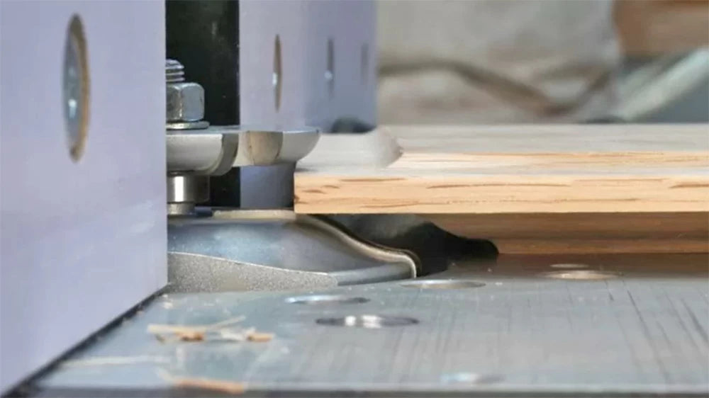 Creating a raised panel that sits flush with the cabinet door frame is easy with the horizontal router bit with built-in backcutter. This router bit creates a perfectly sized tongue to fit the groove in the door frame.