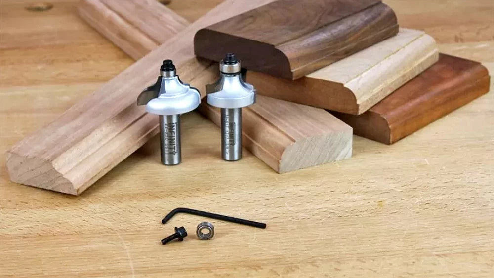 The BCK-002 Beading Conversion Kit creates an additional fillet, or step, in the edge profile of roundover and ogee router bits.