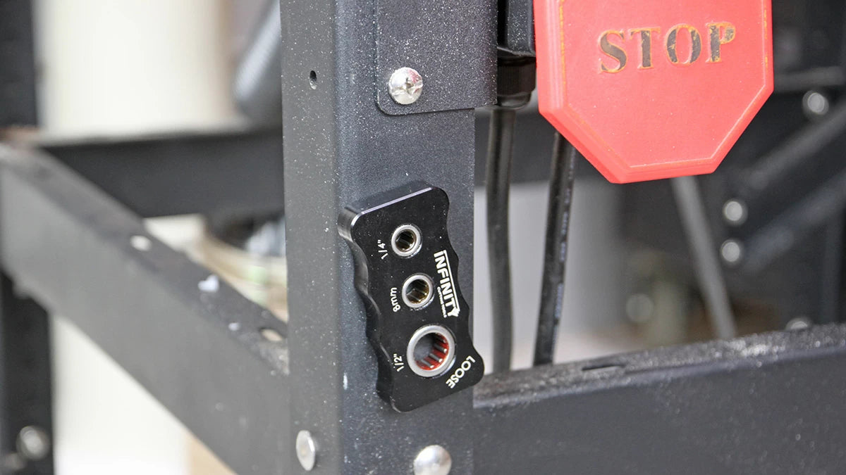 A pair of rare earth magnets allow the Router Bit Vise to stick to metal surfaces like router table stands or a toolbox.